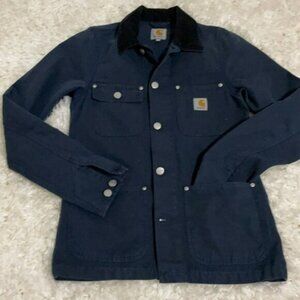 Vintage Carhartt navy corduroy collar chore workwear jacket